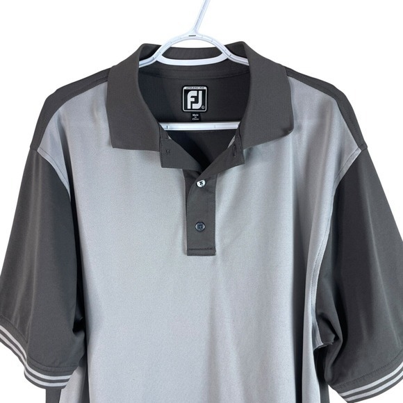 FootJoy Other - FootJoy Mens L Athletic Fit Golf Polo Shirt Gray Colorblock Stretch BandedSleeve